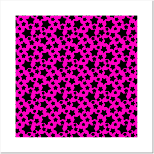 Black Purple Hot Pink Stars Posters and Art